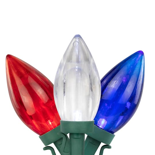 16ft. Red, White and Blue LED C9 Christmas Light Set on Wire, 25ct.